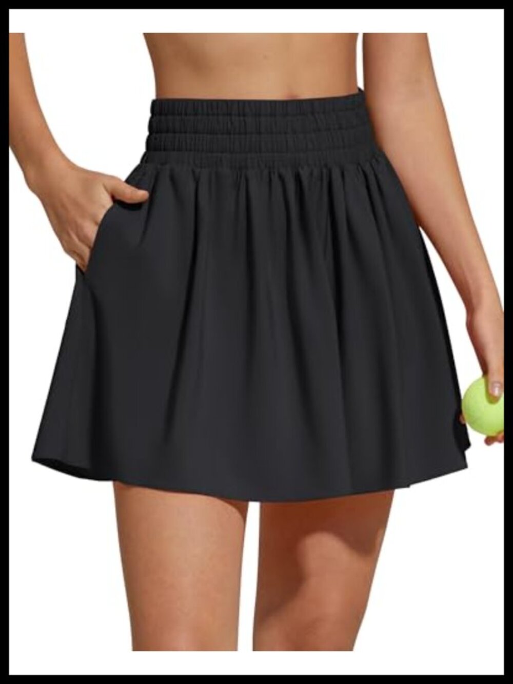 High Waisted Tennis Skirt with Inner Shorts, 4 Pockets, A-Line Flowy Golf Skort